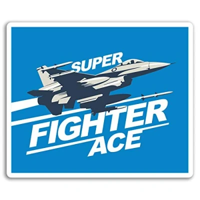 Image of 2 x 10cm Fighter Ace Vinyl Stickers Jet RAF Plane Sticker Laptop #17876 (10cm Wide)
