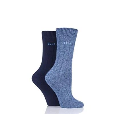 Image of 2 Pair Navy Ribbed Bamboo Boot Socks Ladies 4 8 Elle