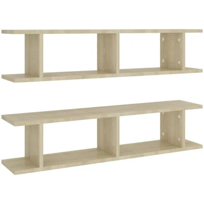 Image of vidaXL Wall Shelf 2 pcs Sonoma Oak 90x18x20 cm Engineered Wood