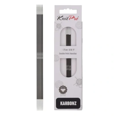 Image of KnitPro 15 cm x 1.75 mm Karbonz Double Pointed Needles, Black and Silver