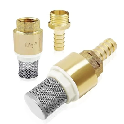 Image of Hose Barb Brass Check Valves 1/2inch Foot Strainer Filter Bottom With Connection Rustproof Inch Backflow Prevention For Suction