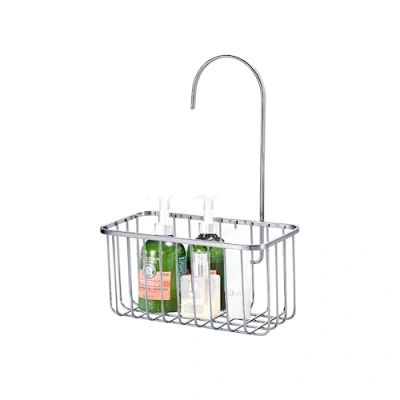 Image of Blue Canyon Hanging Shower Caddy Single Basket, No Drill Stainless Steel Bathroom Shelf, Non Rusting Storage Shelves, Accessory for Organisation Basket Organizer (Silver)