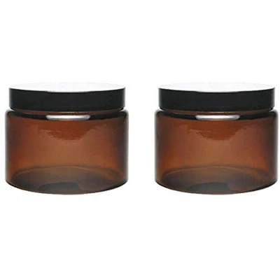 Image of mikken 2 Glass Jars 500 ml Ointment Jars/Cream Made of Brown with Labels