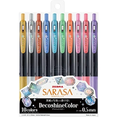 Image of Zebra Gel Ballpoint Pen Sarasa Clip 0.5mm Deco Shine Color, 10 Colors Set(JJ15 10C SH)