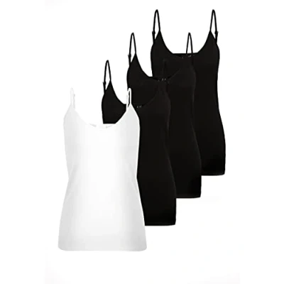 Image of VERO MODA Women&#039;s Vmmaxi My Soft V Singlet Top, Multicoloured (1 x Bright White, 3 Black), S