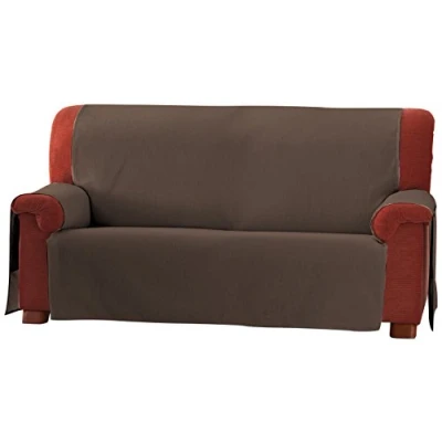 Image of Eysa Zoco Non Elastic Sofa Cover, Chenille, Brown, 2 Seaters