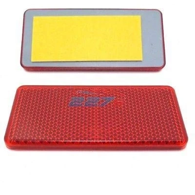 Image of 227s Self Adhesive Reflectors Stick On Rectangular Trailer Caravan Suitable for Vehicles, Cycle Carriers, Gateposts E Approved Red 94mm x 44mm Depth 6 mm 2 Pack