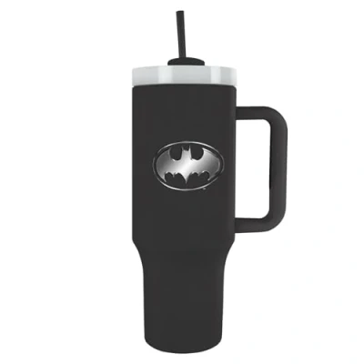 Image of Pyramid International Batman Bat Emblem 40oz/1200ML Tumbler with Straw and Lid, Advanced Double Wall Vacuum Insulation, Guarantees Cold Up to 11 Hours, Hot 7 BPA Free