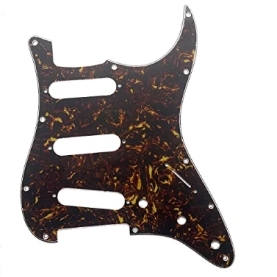 Image of Dopro 11 Hole Vintage 62 Strat ST SSS Single Coil Pickups Guitar Pickguard Scratch Plate with Screws for American FD Stratocaster Dark Tortoise