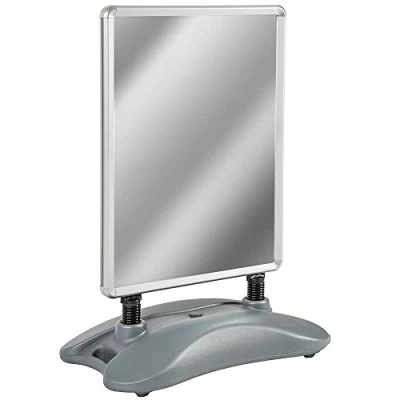 Image of TecTake A1 A Board Wind Resistant Pavement Sign Poster Stand Double Sided Aluminium Snap Frame Water Plastic Base incl. 2 Foils