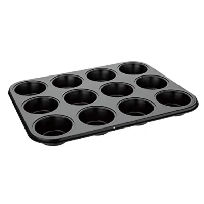 Image of Vogue Carbon Steel Non Stick Muffin Tray 12 Cup 35X27X3cm Serving Platter