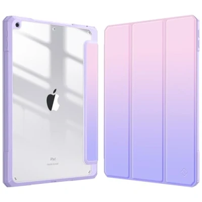 Image of FINTIE Hybrid Case Compatible with iPad 9th / 8th 7th Generation (2021/2020/2019 Release) 10.2 inch Shockproof Cover Clear Back Shell w/Pencil Holder, Auto Wake/Sleep, (ZB Fantacy Ombre)
