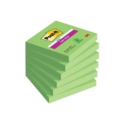 Image of Post it Super Sticky Notes 76x76mm 90 Sheets Green (Pack of 6)