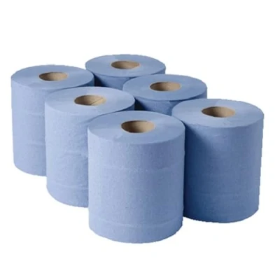 Image of 2Work 2 Ply Centrefeed Roll 150m Blue (Pack of 6) KF03805