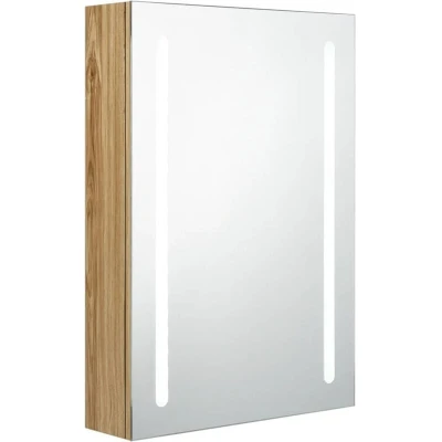 Image of vidaXL LED Bathroom Mirror Cabinet Oak 50x13x70 cm