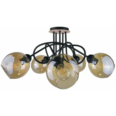 Image of Venus Multi Arm Semi Flush Ceiling Light Wood, 70cm, 5x E27