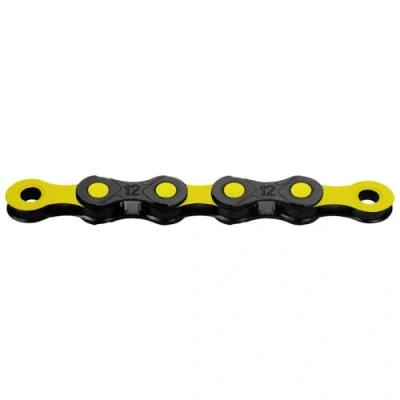 Image of KMC DLC12 Waxed 12 Speed Chain, Black/Yellow, 126 Link