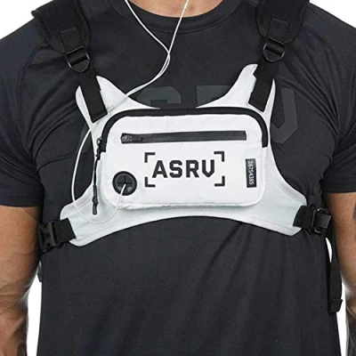 Image of Maijia mens chest bag Hip Hop Waist Pack Radio Harness with Phone Hole Reflective, Adjustable vest for Skiing, Running, Hiking, Cycling (White)