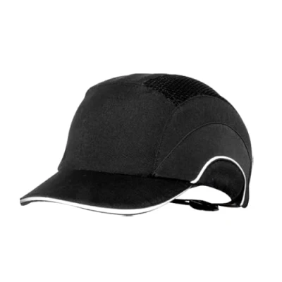 Image of JSP HardCap A1+ Short Brim Bump Cap Black, Reflective Piping, Ventilated, One Handed Adjuster (ABS000 001 104)