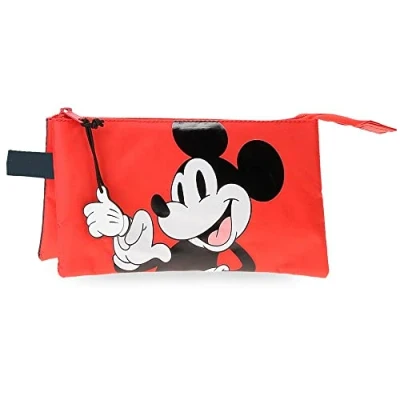 Image of Disney Mickey Mouse Fashion Pencil Case Triple Multicoloured 22 x 12 5 cm Microfibre, Multicoloured,