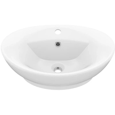 Image of vidaXL Luxury Basin Overflow Oval Matt White 58.5x39 cm Ceramic