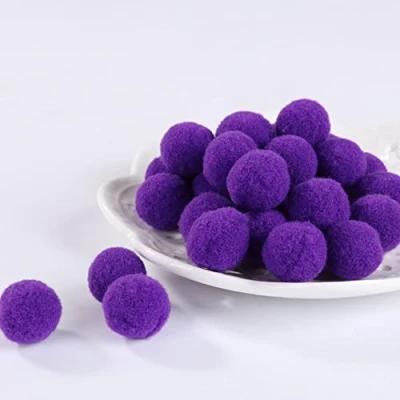 Image of 100Pcs Pom Poms Ball Fluffy Assorted Balls for DIY Creative Crafts Decorations (3cm Purple)