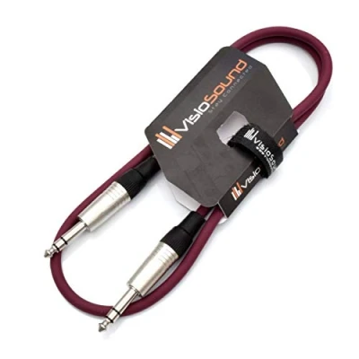 Image of VisioSound 6.35mm 1/4&quot; Stereo TRS Jack to Lead/Balanced Signal Audio Patch Cable (1m, Purple)