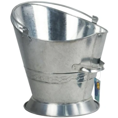 Image of Metal Fireplace Round Coal Scuttle Bucket Hod 37cm (Silver)