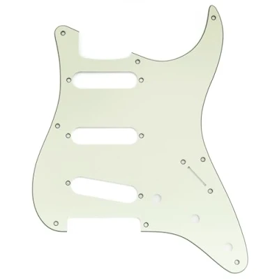 Image of Musiclily Pro 8 Holes ST SSS Pickguard for 2008 2019 China Made Squier Classic Vibe SQ CV 50s Reissue Vintage Strat Style Electric Guitar, 3ply Mint Green