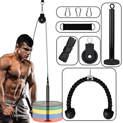Image of Favuit Cable Pulley System Home Gym, LAT Pull Down Weight DIY Gym Fitness Machine Attachment for Biceps Curl Tricep Arm Workouts