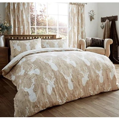 Image of GC GAVENO CAVAILIA Reversible Duvet Cover, Polycotton Quilt Covers, Warm Cosy Printed Bed Set, Beige, Single