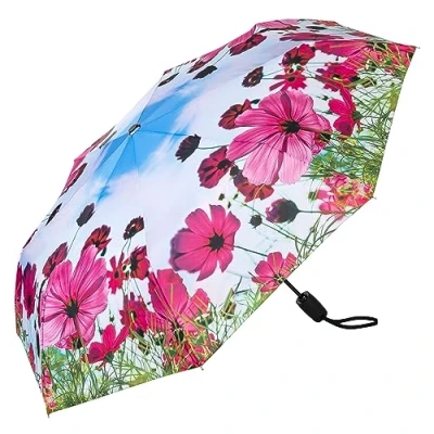 Image of VON LILIENFELD® Pocket Umbrella Flower Meadow Flowers Automatic Opening Windproof Folding Slightly Stable Mini Art