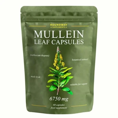 Image of Mullein Leaf Extract for Lungs. Highest Strength 6750mg 10:1 Extract, Lung Detox &amp; Respiratory Support 60 Capsules 2 Month Supply. Vegan Supplement.