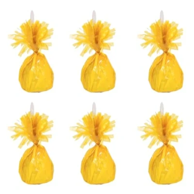 Image of Foil Helium Balloon Weights Pack of 6 Durable &amp; Colourful Yellow for Birthdays Parties, Events Celebrations Perfect Weight Holders