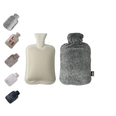 Image of LKH Hot Water Bottle with Cover UK 2L for &amp; Cold Compress Washable Super Soft Sherpa Fleece Faux Fur Hand Warmer Neck Shoulder Pain Relief