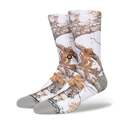 Image of Stance Edge Real Tree Crew Socks in White Size UK 8 12