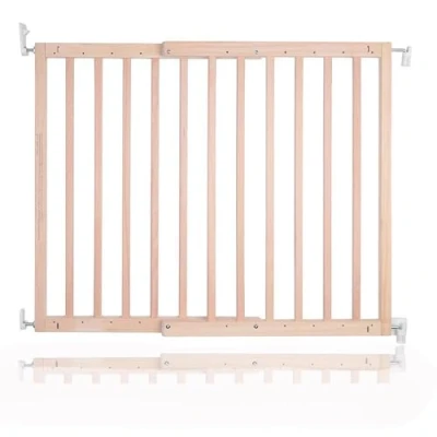 Image of Safetots Top of The Stairs Screw Fitted Stair Gate, Natural Wooden, 63.5cm 105.5cm, Wood Baby Fit Safety Barrier, Stylish and Practical Gate