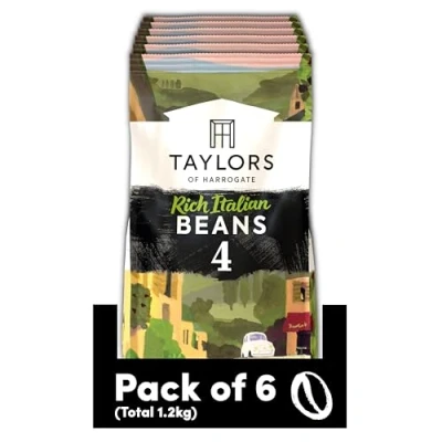 Image of Taylors of Harrogate Rich Italian Coffee Beans, 200 g (Pack 6 Total 1.2kg)