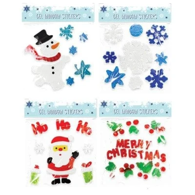 Image of Assorted Christmas Gel Window Stickers Sheet