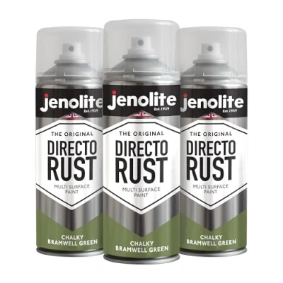 Image of JENOLITE Garden Spray Paint Chalky GREEN 3 x 400ml Multi Surface Ideal Furniture Paint, Ornaments, Picture Frames &amp; More Interior and Exterior Use PANTONE 378U