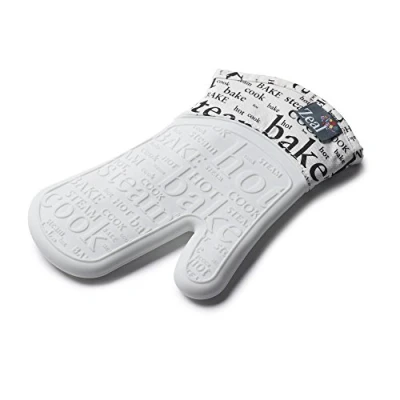 Image of Zeal Silicone Heavy Duty Single Oven Mitt Glove, White (29 cm Long) Script