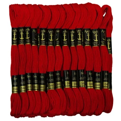 Image of ANCHOR Cross Stitch Hand Embroidery Thread Stranded Cotton Craft Sewing Floss 25 Skeins Red