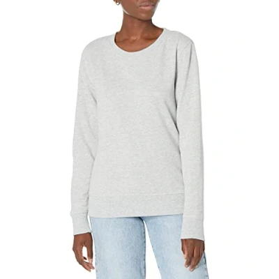 Image of Amazon Essentials Women&#039;s French Terry Fleece Crewneck Sweatshirt (Available in Plus Size), Light Grey Heather, S