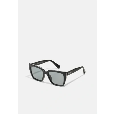Image of Swarovski Woman SK6013 1010/1 Sunglasses Acetate Black Grey Pillow Normal