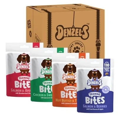 Image of Denzel&#039;s Bites, Natural Dog Treats Soft Baked Training Variety Pack Mix of Healthy (Pack 4)