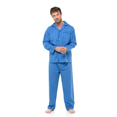 Image of INSIGNIA Mens Woven Pyjamas Traditional with Logo Pocket (Sky, L)