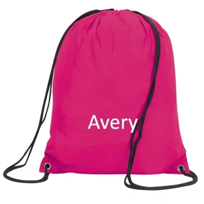 Image of JJLC Personalised School Sports Gym PE Drawstring Bag Embroidered Name (Cerise Pink)