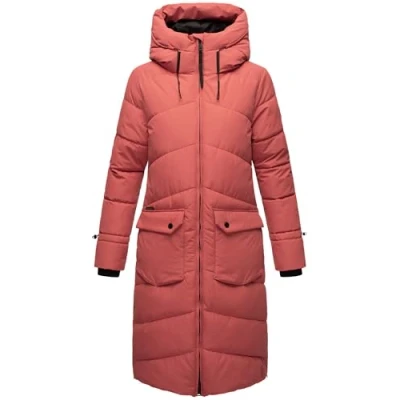 Image of MARIKOO Tomomii XVI Women&#039;s Winter Coat Warm Quilted Long with Hood and Slits XS XXL, red, M