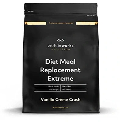 Image of Protein Works Diet Meal Replacement Extreme Shake, 200 Calorie Meal, High Supports Weightloss, 8 Servings, Vanilla Crème, 500g