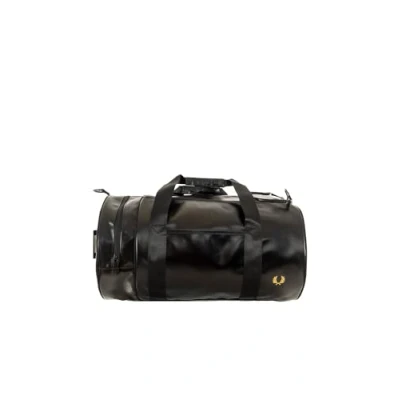 Image of Fred Perry Men Barrel Gym Bag Black Gold